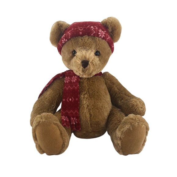 Russ Berrie Winter Christmas Sitting Brown Bear Plush Aspin 15 Inch - Picture 1 of 10